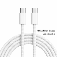 Câble de charge rapide USB-C vers USB-C HNT 1M 3A tressé en nylon avec conducteur en cuivre pur pour iPhone 17 Pro Max et appareils Android