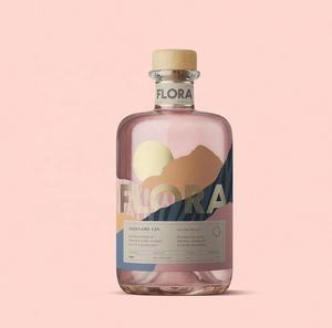 Botella de vidrio redonda transparente de base pesada con tapas de madera T-Top para licor Spirit Wine Vodka Whisky Rum Gin - Product Image 1