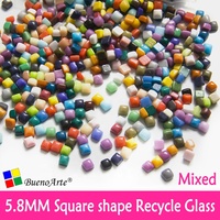Moderne 5.8MM Mini Carré Forme Recycler Verre Mixte Couleur Mosaïque Tesserae Lâche Art Loisirs Artisanat Matériel DIY Accessoires
