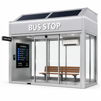 Abri de bus intelligent extérieur avec écran publicitaire LED, affichage d'informations publiques, structure en acier inoxydable, système de prévision météo, climatisé