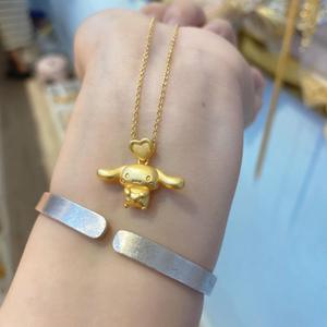 Sanrio Cinnamon Dog Pendant Necklace Gold Cartoon Animal Zodiac Women's Clavicle Chain Everyday Wear - Product Image 1