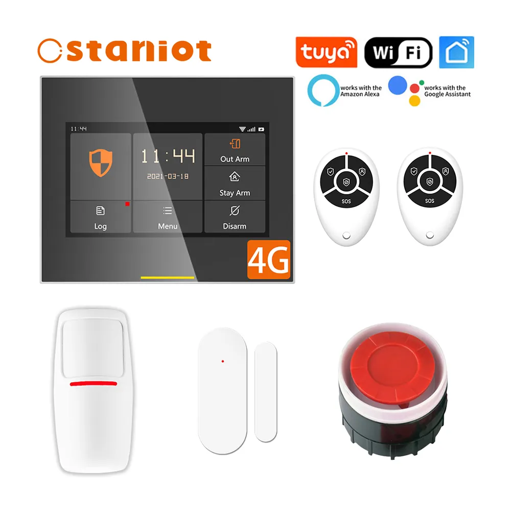 Умная Беспроводная система охранной сигнализации Staniot Tuya с Wi-Fi и 4G, Комплект охранной сигнализации с поддержкой голосовых вызовов