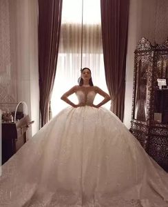 NDA10190 Nouvelle <span class=keywords><strong>Robe</strong></span> <span class=keywords><strong>de</strong></span> Mariée Européenne et Américaine <span class=keywords><strong>Grande</strong></span> <span class=keywords><strong>Taille</strong></span> Transparente à Bustier, Manches Perlées et Jupe Volumineuse - Product Image 3