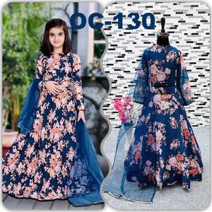 Designer Georgette Crochet Brodé avec Impression Numérique Travail enfants Lehenga Choli avec Dupatta de Fournisseur Indien - Product Image 2