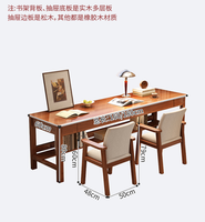 Bureau d'étude double en bois massif avec étagère et tiroirs, table d'ordinateur longue pour bureau à domicile – Vente en gros