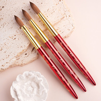 Pincel para Uñas Acrílicas de Nuevo Diseño 2025 Personalizado 100% Kolinsky con Mango Metálico Rojo Serpiente para Uñas Acrílicas