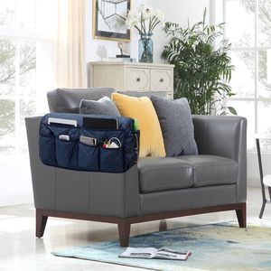 Sofa Armrest <b>Storage</b> Bag Blue Multipurpose Living Room Side Organizer With Pockets For <b>Remote</b> <b>Control</b> And Accessories - Product Image 3