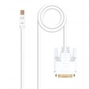 Câble convertisseur mini DP vers DVI, 5 m, blanc, pour connecter des appareils à des moniteurs DVI. - Product Image 1