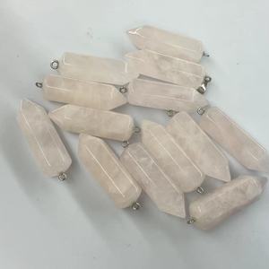 로즈 쿼츠 14X43MM 육각 프리즘 보석 비즈 대형 각진 불렛 펜던트 반귀석 DIY 주얼리 제작용 - Product Image 5