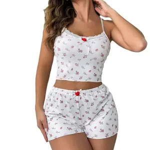 Home lounge wear clothes pajamas set two piece women sleepwear