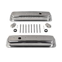 Pour Chevrolet SBC, couvercles de soupapes courts en aluminium poli à ailettes, 87-97, fixation centrale, 5.0L 5.7L 305 350 Vortec TBI, soupape de reniflard de 1-1/4 pouces