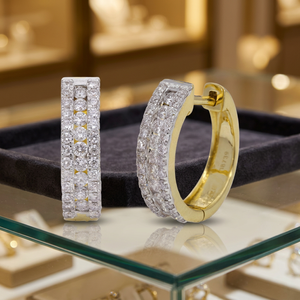 Bijoux de luxe plaqués or rhodié 14 carats, boucles d'oreilles rondes en diamant naturel 0,76 TCW, 4,09 g pour femmes, fiançailles, mariage - Product Image 2