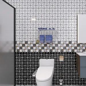 Piastrelle per pareti interne Decorative in ceramica per bagno con doccia moderna 30x60 piastrelle strutturate lucide con Design a scacchi smaltati