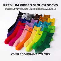 Chaussettes unisexes fines côtelées avec logo personnalisé, chaussettes de sport respirantes aux couleurs vives, chaussettes en coton doux, chaussettes décontractées tendance pour tous les jours