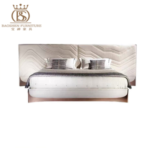 Lit double king size en cuir de luxe, nouveau design BS, grande tête de lit, mobilier de chambre à coucher moderne italien haut de gamme sur mesure pour villas - Product Image 5