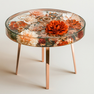 Tùy chỉnh quả óc chó tuyết tùng hoa đại dương đảo thiết kế sáng tạo Epoxy bên bảng Bàn cà phê hàng đầu - Product Image 3