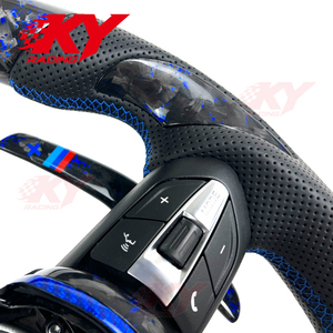 Volante Personalizado de Fibra de Carbono Real para BMW Serie F M2 M3 M4 M5 F80 F10 F30 F18 Estilo Forjado Azul con Calefacción y Pantalla LED - Product Image 3