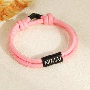 Bracelet <span class=keywords><strong>personnalisé</strong></span> avec initiale en acier inoxydable et breloque en corde de voile pour la fête des pères, <span class=keywords><strong>cadeau</strong></span> pour petit ami, mari, papa - Product Image 3