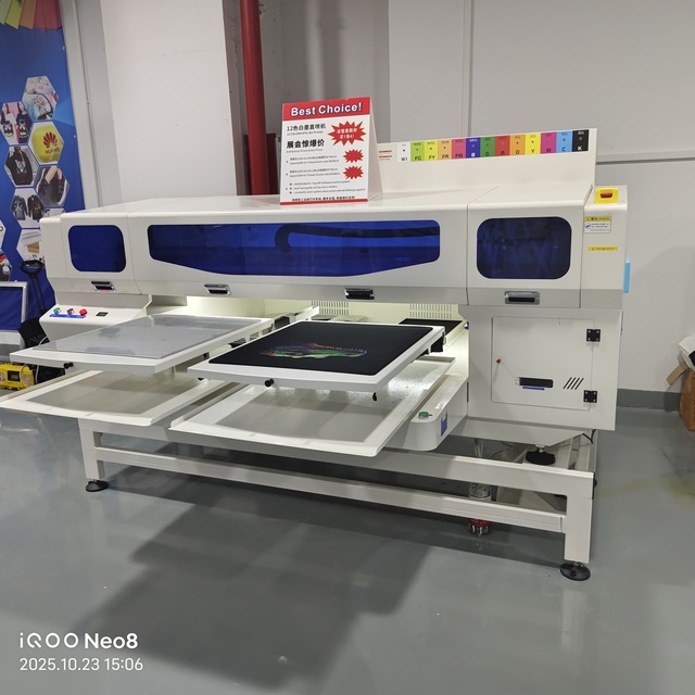 12 Color Industrial DTG Printer Double Station T-shirt Printing Machine with Fluorescent Neon Ink for Cotton Apparel and Hoodies
