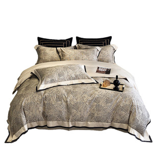 Light Luxury Printed 100% Pure Cotton Four-piece <b>Bedding</b> <b>Set</b> Digital Printing Breathable High-density Fabric Plants And Flowers - Product Image 5