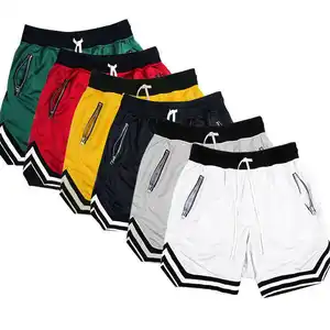 Wholesale Cotton Mens Active Shorts Mesh Basketball Shorts Custom Men's Gym Shorts with Zip Pockets