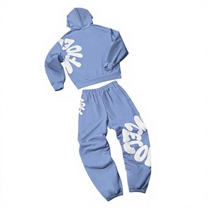 ชุดวอร์มมีฮู้ดสีดำสำหรับผู้ใหญ่ แบบ unisex น้ำหนักเบา กางเกงขายาวทรงหลวม ใส่ได้ทั้งฤดูใบไม้ร่วงและฤดูหนาว สไตล์สตรีทแวร์ มีเชือกผูกเอว - Product Image 3