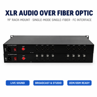 Transceptor de Audio XLR con Fibra Óptica, Montaje en Rack de 19 Pulgadas, Monomodo, Monofibra, Conector FC, Extensor de Audio Óptico para Estudio