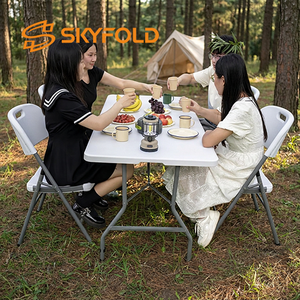 Ensemble <span class=keywords><strong>de</strong></span> chaises et <span class=keywords><strong>de</strong></span> tables pliantes rectangulaires en plastique portables <span class=keywords><strong>de</strong></span> 6 pieds pour événements en plein air - Product Image 5