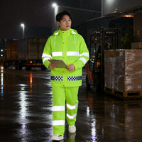 Ensemble de pluie haute visibilité durable et sûr avec veste et pantalon réfléchissants pour agents de circulation, agents de sécurité, travaux routiers et agents d'assainissement