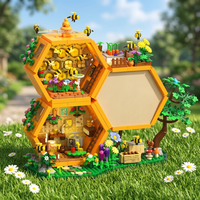 Set de Bloques de Construcción de Casa de Abejas, Modelo de Ladrillo Hexagonal de Panal de Abeja para Jardín con Abejas, Flores y Árbol, Decoración Arquitectónica DIY, Regalo