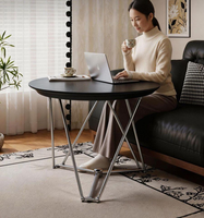 Table à manger transformable en bois massif avec plateau en dalle de pierre, style Bauhaus, pliante à charnières à ressort, multifonctionnelle, table à café et à manger