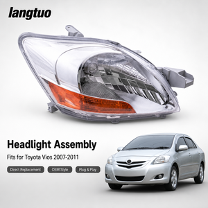 Phare avant semi-assemblé <span class=keywords><strong>de</strong></span> rechange (norme US) pour Toyota Vios 2007-2011, lentille transparente en ABS pour réparation automobile - Product Image 1