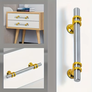Rergy Langlebige Schrankgriffe aus Zinklegierung, Schubladengriffe, Knöpfe, 5er-Pack, gebürstetes Nickelgold, 7,6 cm Lochabstand, Küchenbeschläge - Product Image 5