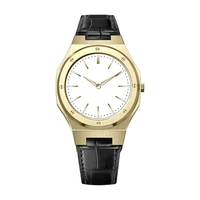 Montre moderne pour femme avec étiquette privée personnalisée, boîtier en acier inoxydable plaqué or, style intemporel