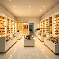 Vitrine de présentation haut de gamme personnalisée, écologique et facile à nettoyer pour cigares et tabac, mobilier de magasin de tabac, présentoir complet pour magasin, OEM ODM