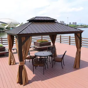Outdoor Doppel dach verzinkter Stahl Hardtop Patio Moderner Garten Wasserdichter Pavillon Sonnenschutz Baldachin Aluminium Pavillons