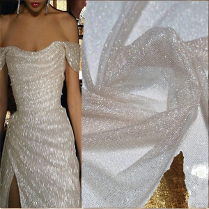 Tela de encaje <span class=keywords><strong>con</strong></span> purpurina pegada de brillo intenso y bordado multicolor, malla de tul <span class=keywords><strong>con</strong></span> lentejuelas extra densas para <span class=keywords><strong>vestido</strong></span> de novia - Product Image 2