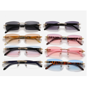 Kính mát vuông đính đá sang trọng, kính râm thời trang nam không viền, kính mắt thời trang - Product Image 5