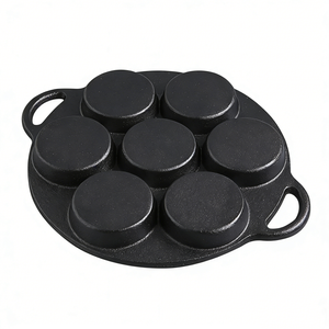 Sartén de Hierro Fundido <span class=keywords><strong>para</strong></span> Huevos y Hamburguesas, Sartén de Siete Agujeros <span class=keywords><strong>para</strong></span> Empanadas, Desayuno, Comida Rápida, Sartén Pequeña <span class=keywords><strong>para</strong></span> Panqueques - Product Image 2