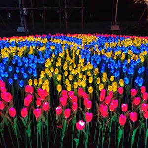 5 W Solar Powered <span class=keywords><strong>LED</strong></span> Tulip Ball Rose Flower Lámpara IP65 Impermeable PVC Cuerpo RGB CCT LDE Luces - Product Image 2