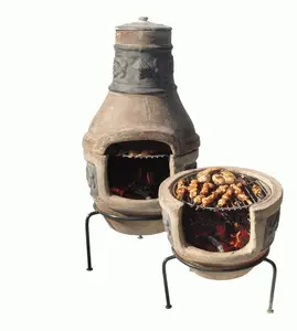 Wholesale Popular Wood Bunning Fiber Clay Pizza Oven With Pizza Stone Outdoor Fire Pit