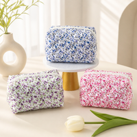 Trousse de Toilette Florale Portable Grande Capacité Mignonne en Polyester – Sac de Rangement Essentiel pour Voyage – Pochette Cosmétique Indispensable