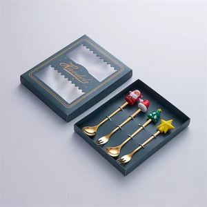 Best-selling Xmas Gift 4 PCS 6 PCS Coffee Spoon <b>Set</b> Cartoon Style Stainless Steel Stirring Gold Spoon <b>Set</b> - Product Image 6