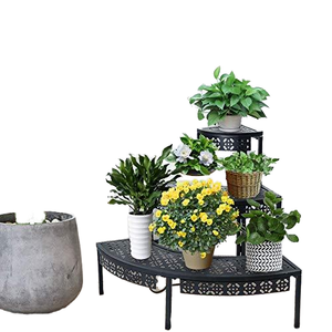 Grande étagère d'angle en métal de style escalier pour plantes, support de pot de fleurs pour intérieur et extérieur, ensemble de support de présentation de quart - Product Image 2