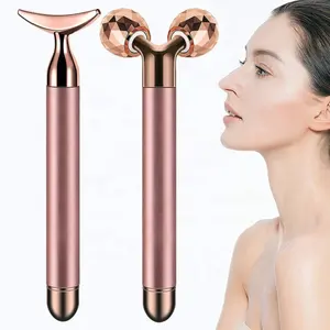 2024 Private Label Vibrating Facial Massager T Shape Electric 2 in 1 Energy Beauty Bar