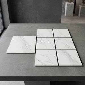 Carrara Silk Polished Porcelain <b>Floor</b> Tiles Luxury Marble Look Premium Glossy Design 80x80cm - Product Image 1