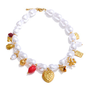 JINYOU 3432 Mulheres Moda Impermeável Charme Pingente Simulado Barroco Pérolas Handmade Beads Declaração Colar Colar Jóias - Product Image 1