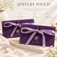 Pochette à bijoux en microfibre avec logo personnalisé, rabat pliable, petit sac cadeau pour boucles d'oreilles et bagues, vente en gros, marron, kaki, mauve