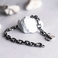 Vintage Bully Punk Fashion Jewelry Bracelet en argent sterling 925 par Mygrillz pour les fêtes et les cadeaux Bracelet cubain gothique pour hommes