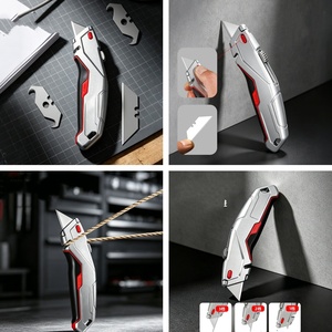 Cuchillo Multiusos <span class=keywords><strong>de</strong></span> Alta Resistencia, Cortador <span class=keywords><strong>de</strong></span> Cajas Autorretráctil y Cuchillo para Manualidades con Agarre Antideslizante, Pelacables y Orificio para Cordón - Product Image 2